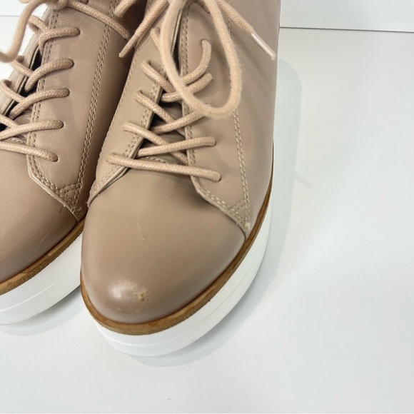 Steve Madden Women’s 8 Kimber Platform Wedge Oxfords Nude Brown Leather Shoes - Picture 7 of 11